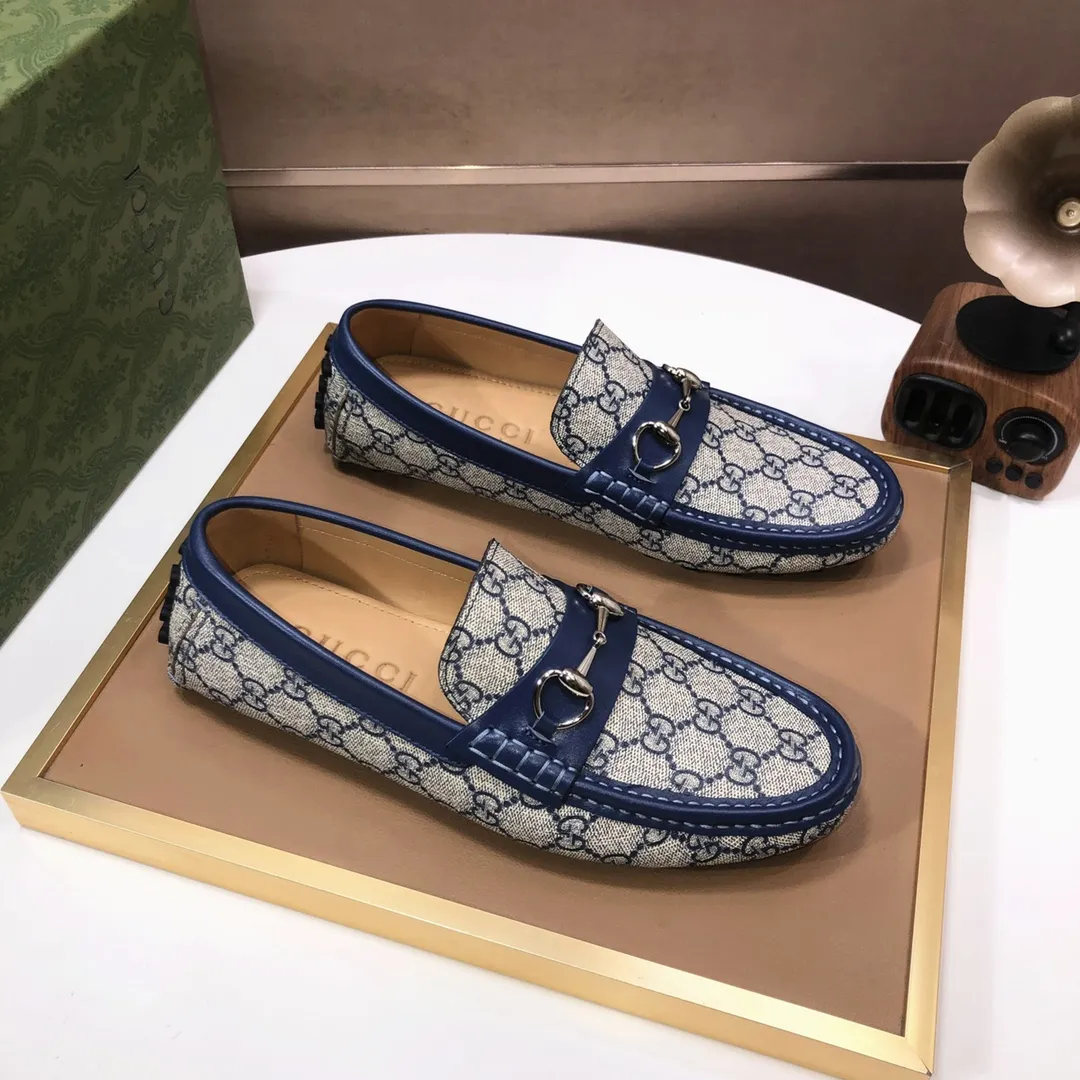 Men's Men's Shoes💰420💰[Gucci GUCCI] (High-end Niuli) New 🍀Gucci*-Gucci Peas Shoes! Made of imported original cowhide, the inner top layer is comfortable cowhide lining! Original wear-resistant rubber outsole! High quality products! Code number 38-44!